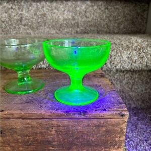 Vintage uranium Glass Dessert Cups